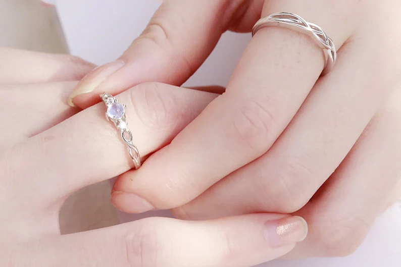 Moon Stone Matching Rings