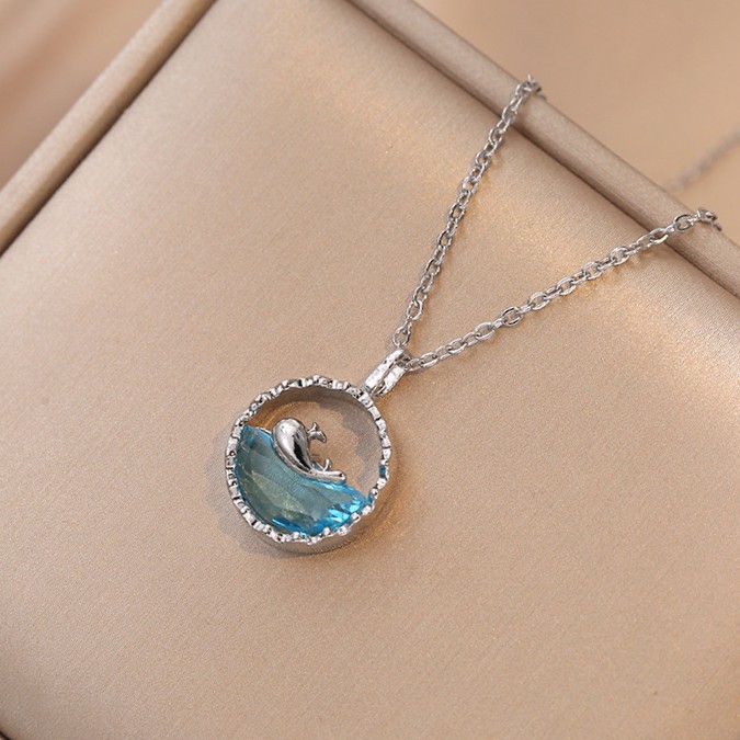 Ocean Whale Necklace with Crystal Stainless Steel