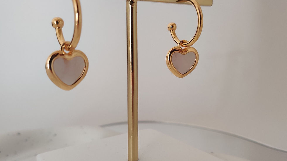 Mother of Pearl Heart Drop Earrings