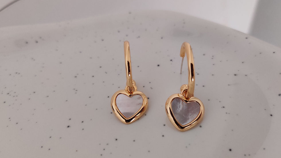 Mother of Pearl Heart Drop Earrings