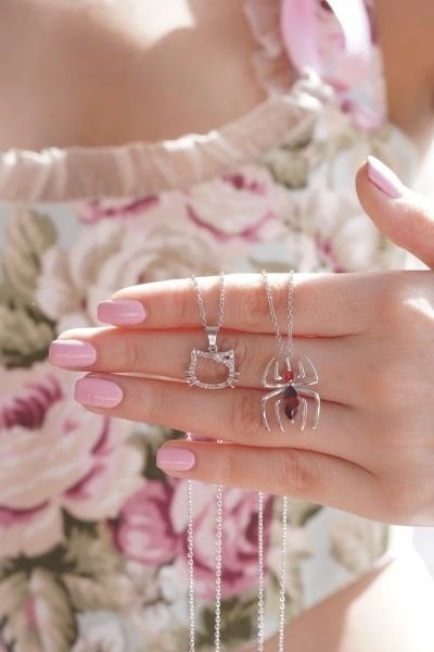 Hello Kitty & Spiderman Couple Necklace Set
