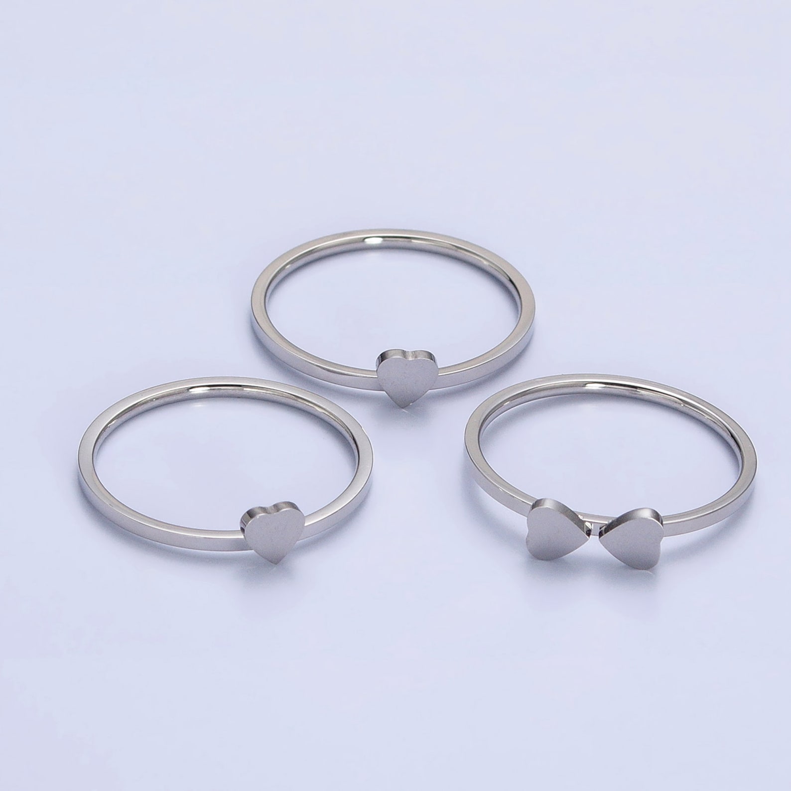 Hearts Clover Three Stacked Rings Set