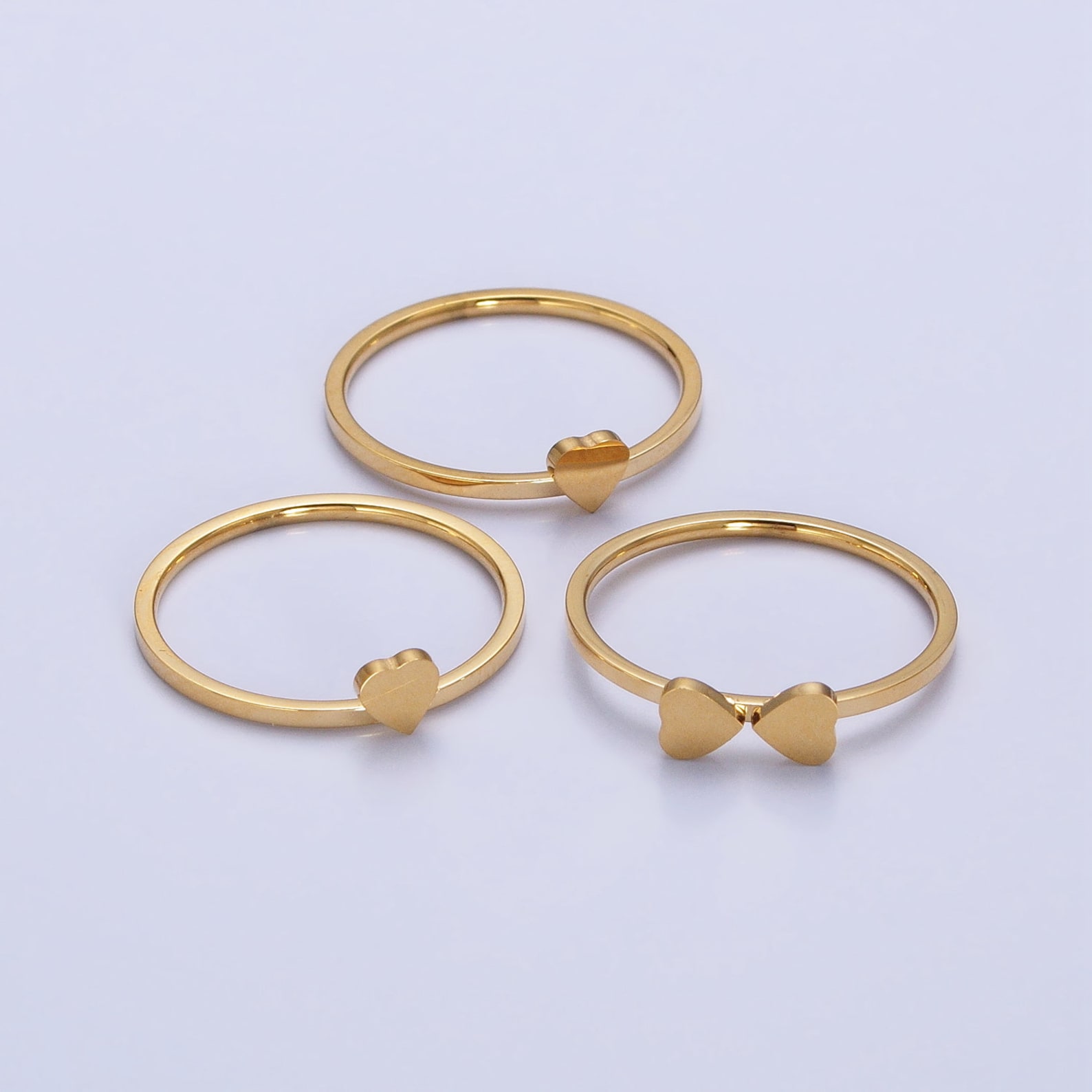Hearts Clover Three Stacked Rings Set