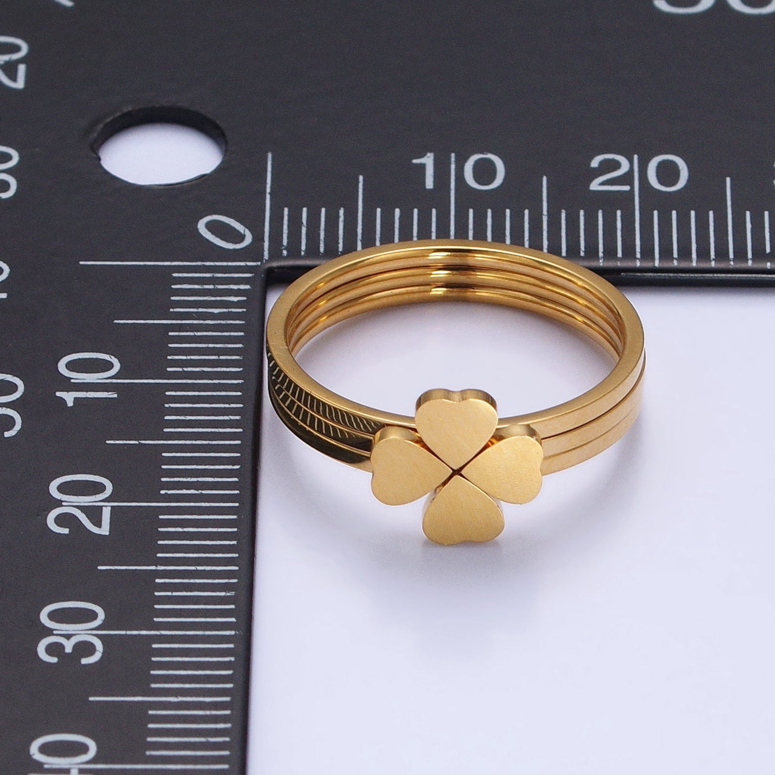 Hearts Clover Three Stacked Rings Set