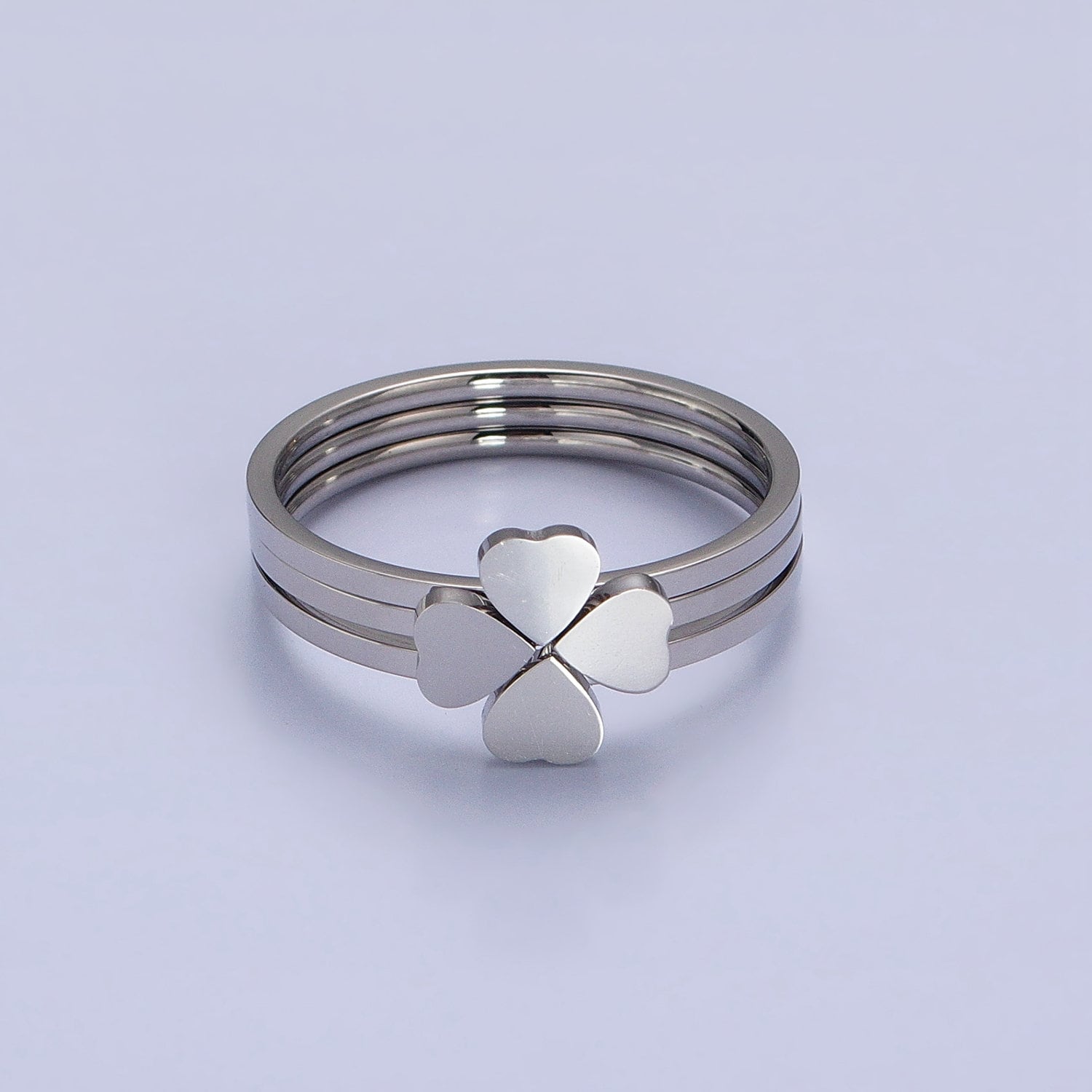 Hearts Clover Three Stacked Rings Set