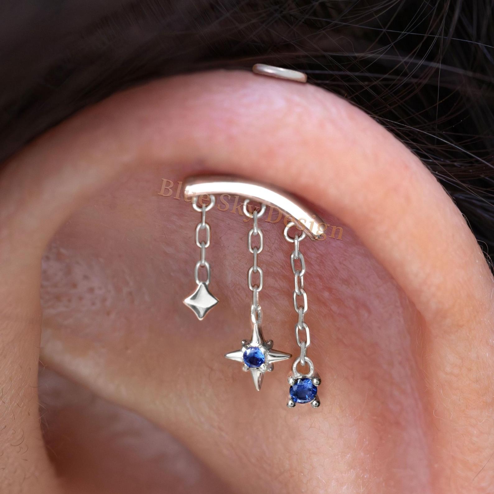 Flat Back Vertical Helix Dangle Earrings Stud For Vertical Helix and Hidden Rook Piercings Flat Back Vertical Helix Dangle Earrings Stud For Vertical Helix and Hidden Rook Piercings