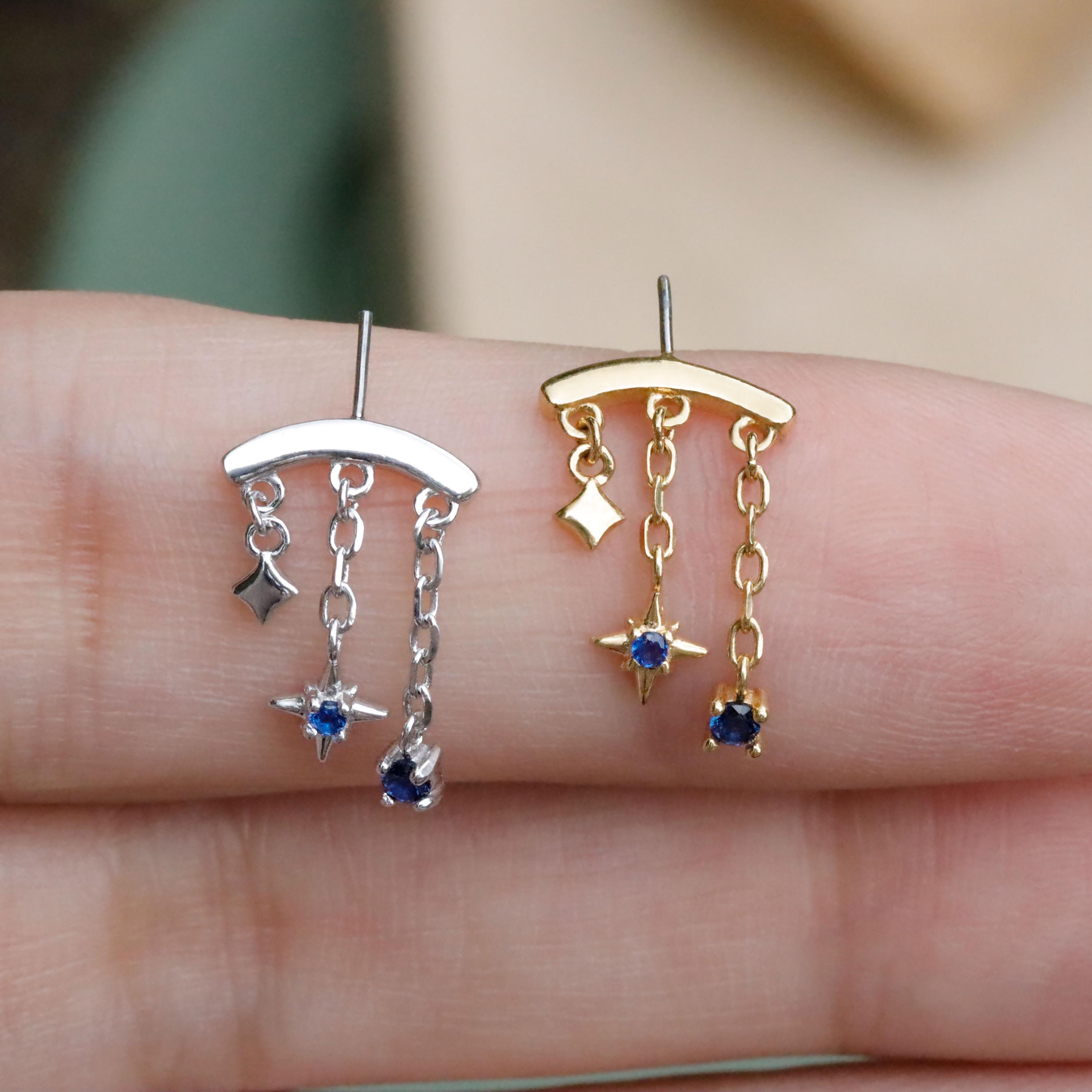 Flat Back Vertical Helix Dangle Earrings Stud For Vertical Helix and Hidden Rook Piercings