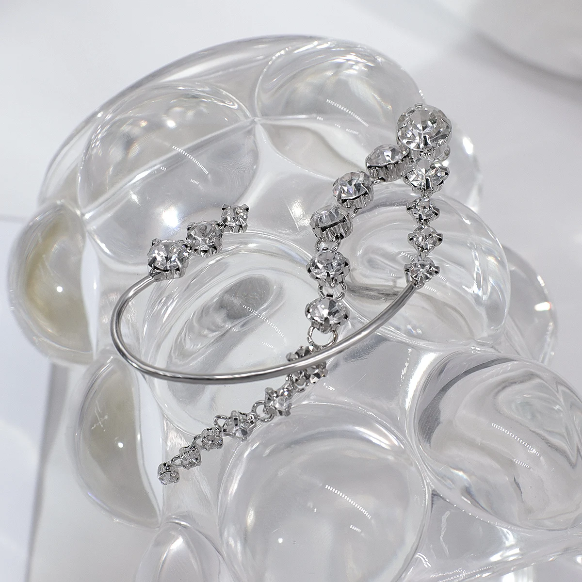 Silver Chandelier Zircon Earrings