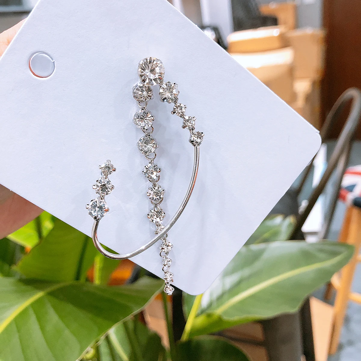 Silver Chandelier Zircon Earrings