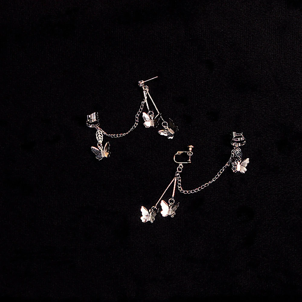 Butterflies Cuff Earring with chain