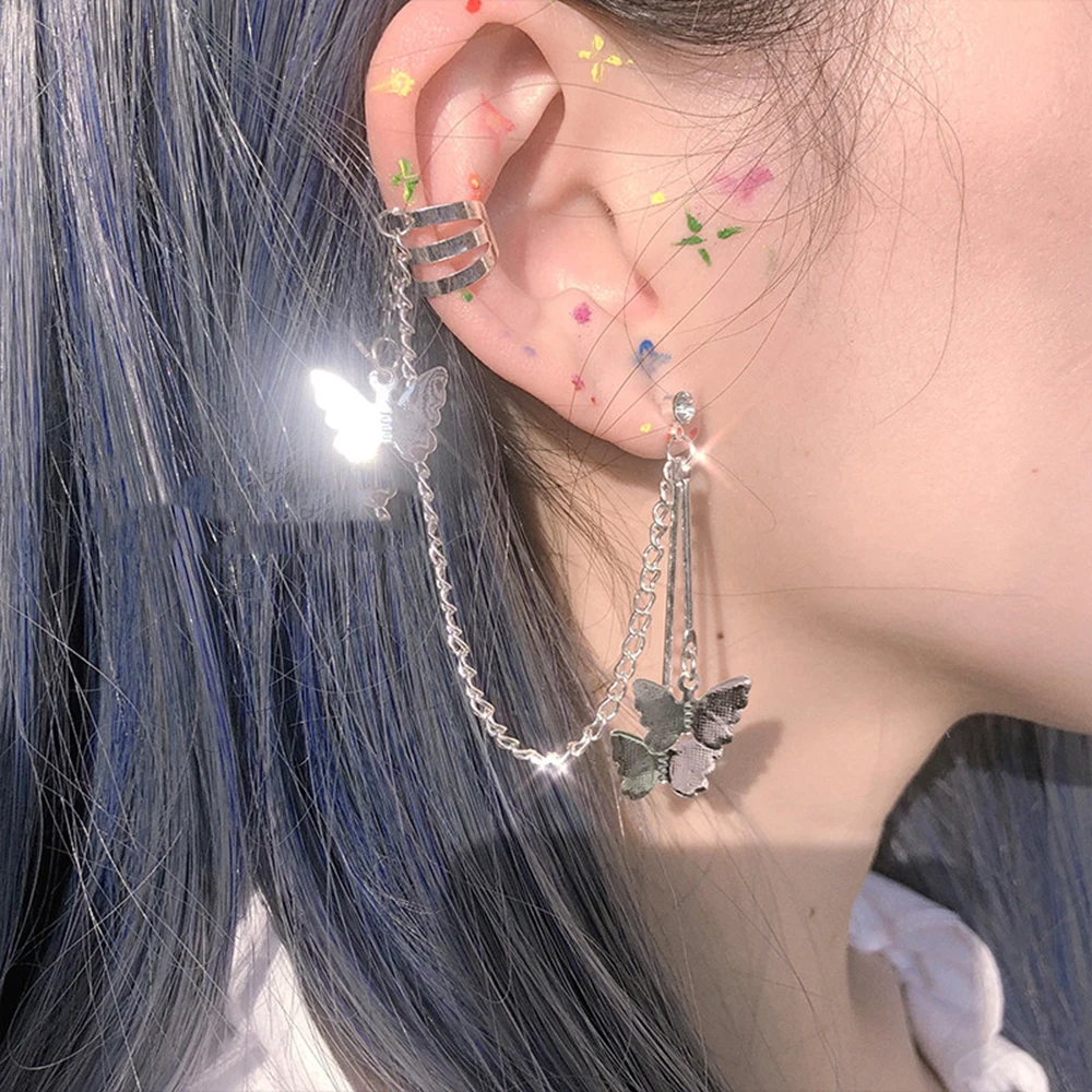 Butterflies Cuff Earring with chain