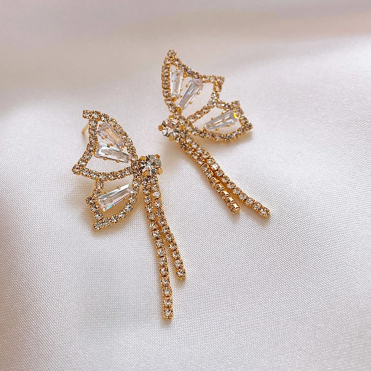 Diamond Long Tassel Butterfly Temperament Earrings