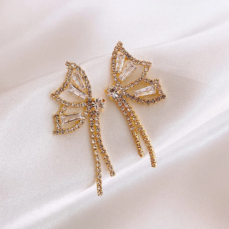 Diamond Long Tassel Butterfly Temperament Earrings