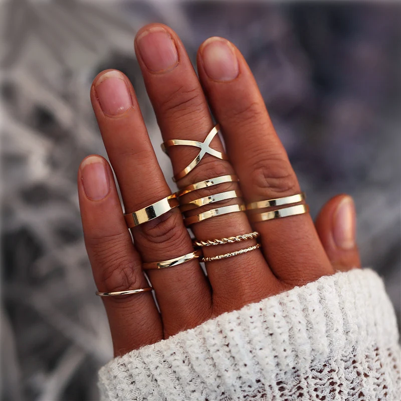 Bohemian Crystal Rings Set