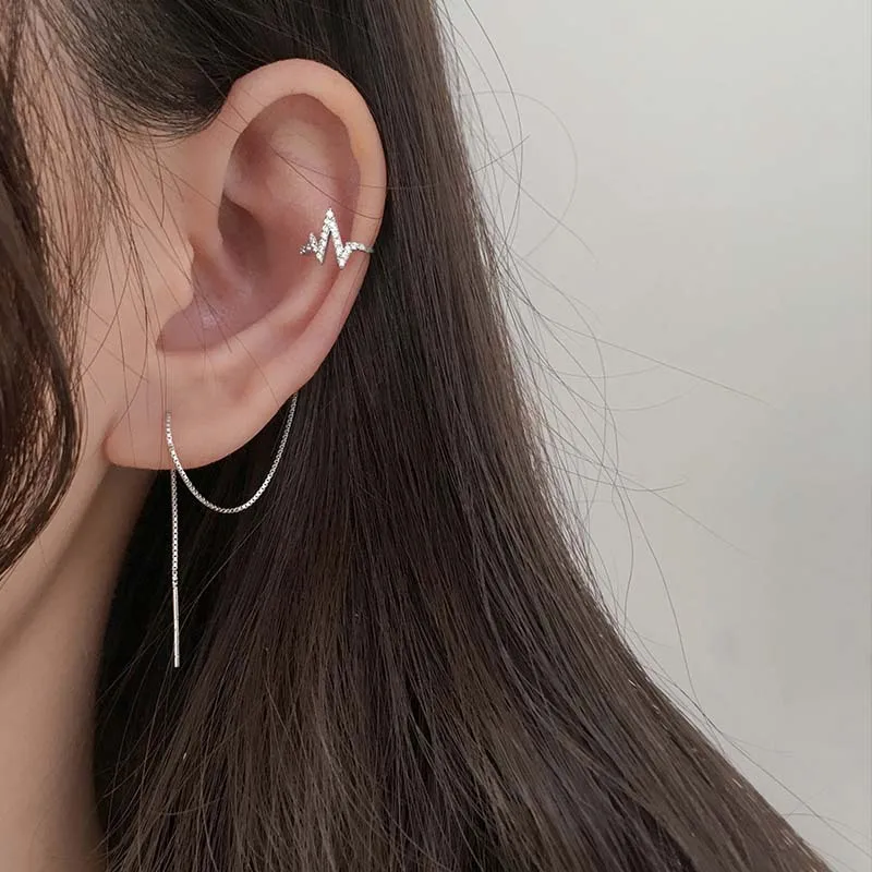 Waveform Cuff Earring with Chain