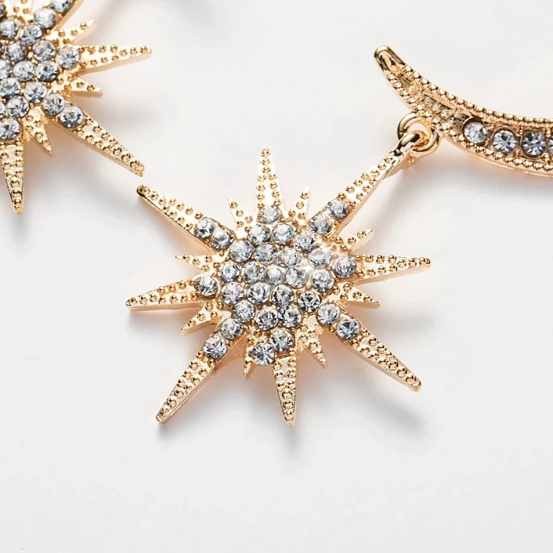 Sparkly Dangling Moon and Star Earring