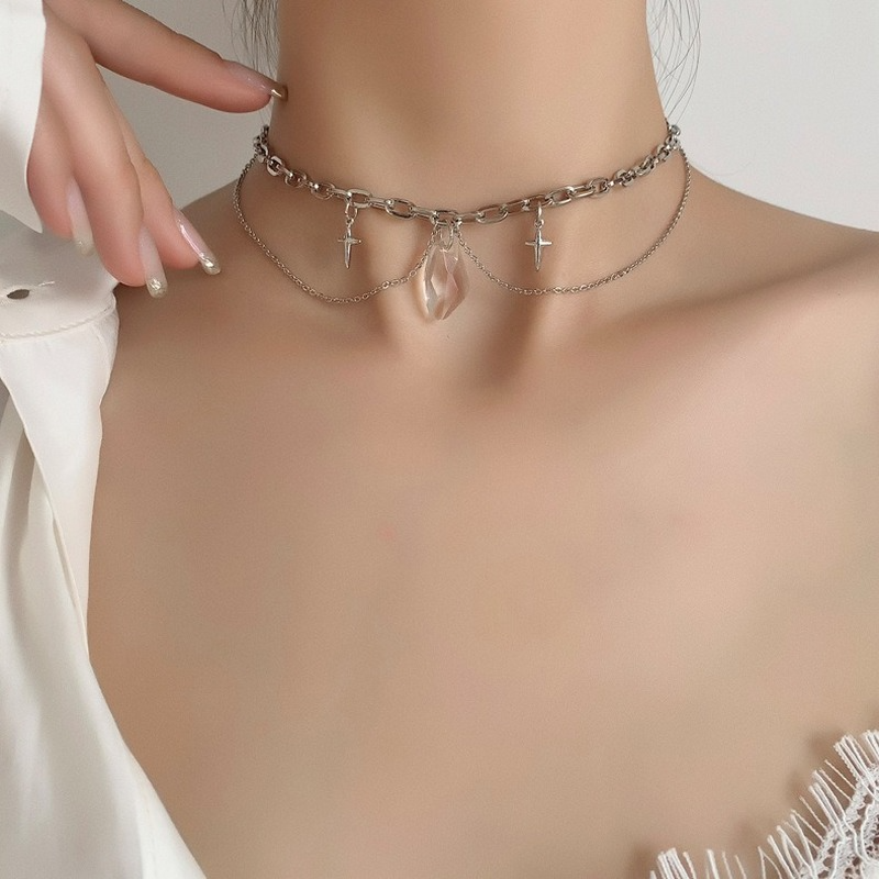 Gothic Style Silver Crystal Choker
