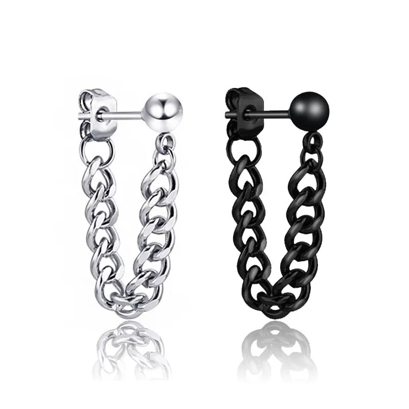 Stainless Steel Hoop Dangle Earrings