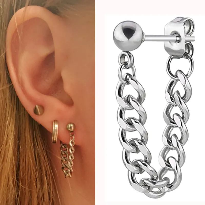 Stainless Steel Hoop Dangle Earrings