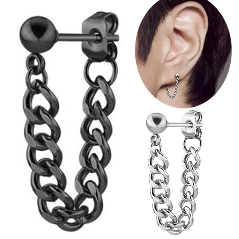 Stainless Steel Hoop Dangle Earrings