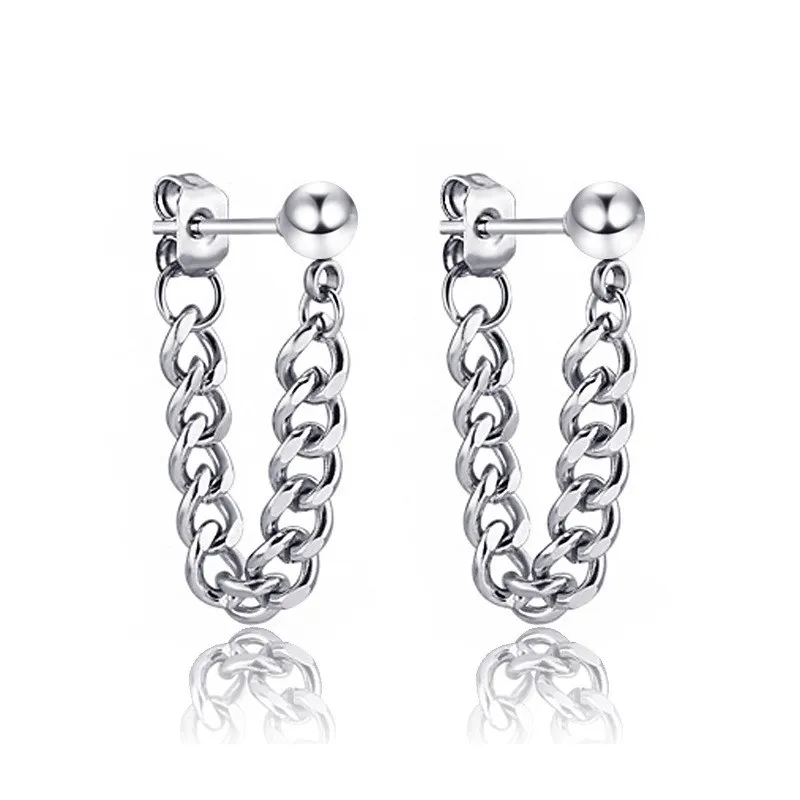 Stainless Steel Hoop Dangle Earrings