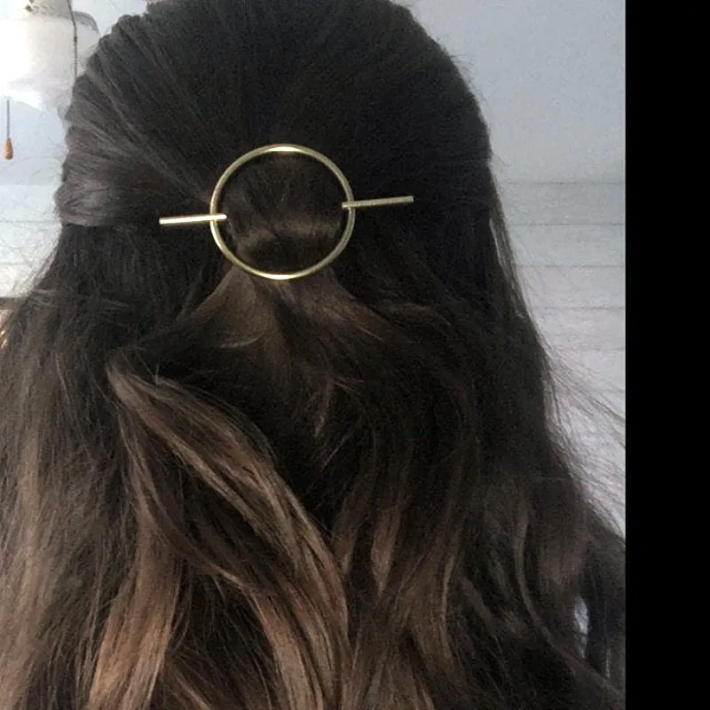 Long Bar Stainless Steel Round Barrette Hair Clip