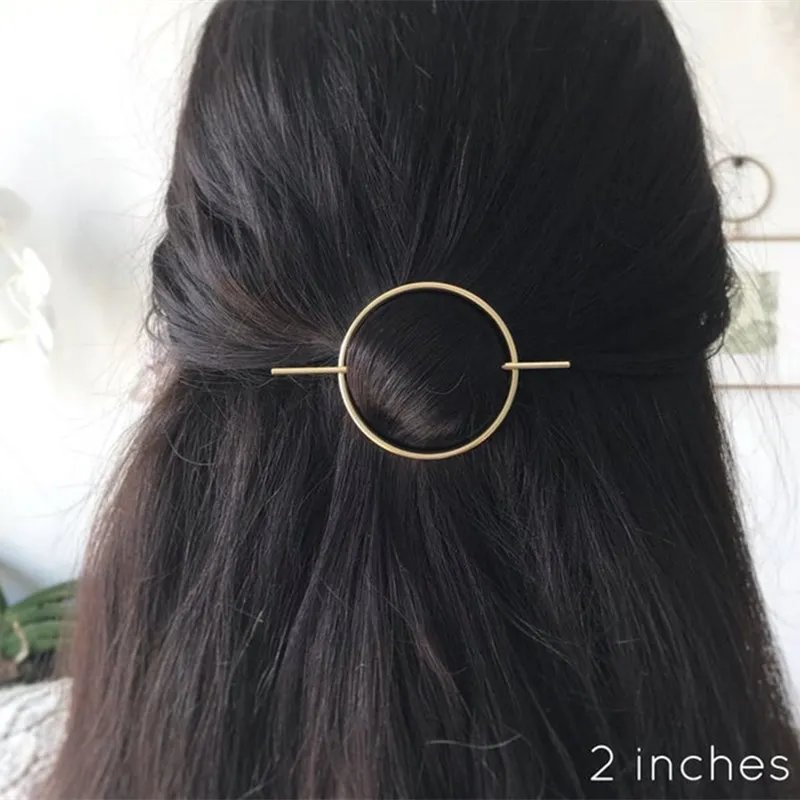 Long Bar Stainless Steel Round Barrette Hair Clip