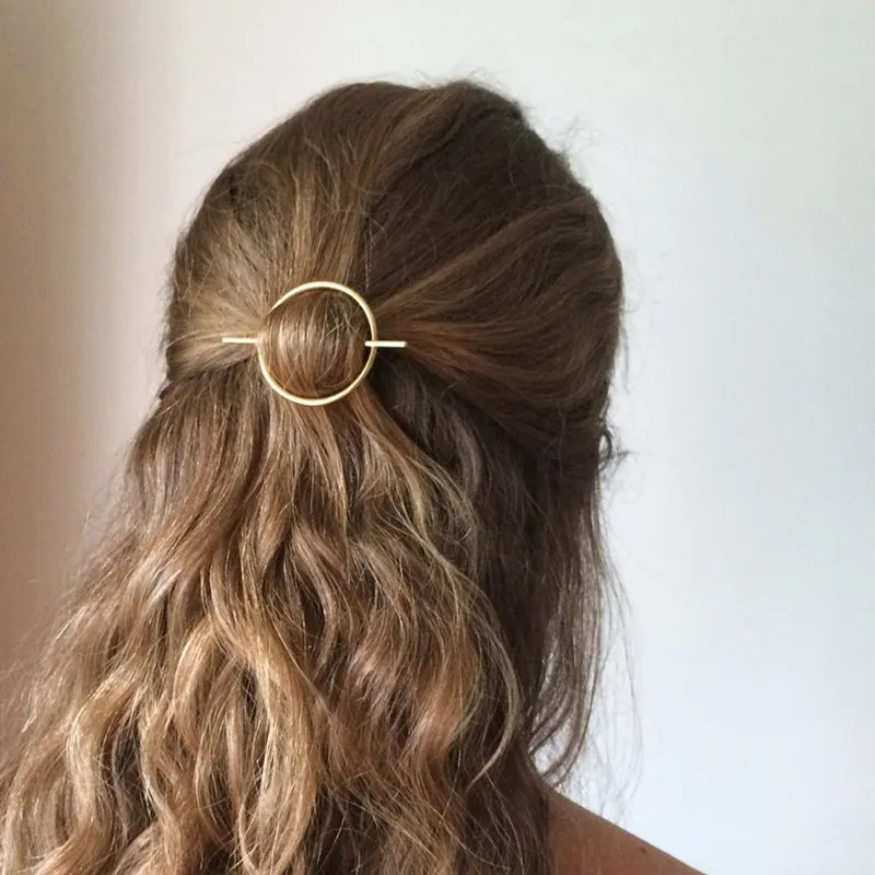 Long Bar Stainless Steel Round Barrette Hair Clip