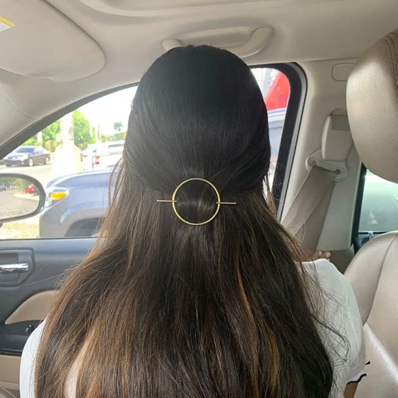 Long Bar Stainless Steel Round Barrette Hair Clip
