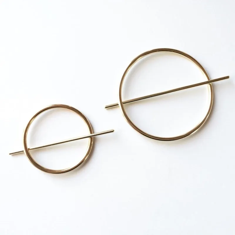 Long Bar Stainless Steel Round Barrette Hair Clip