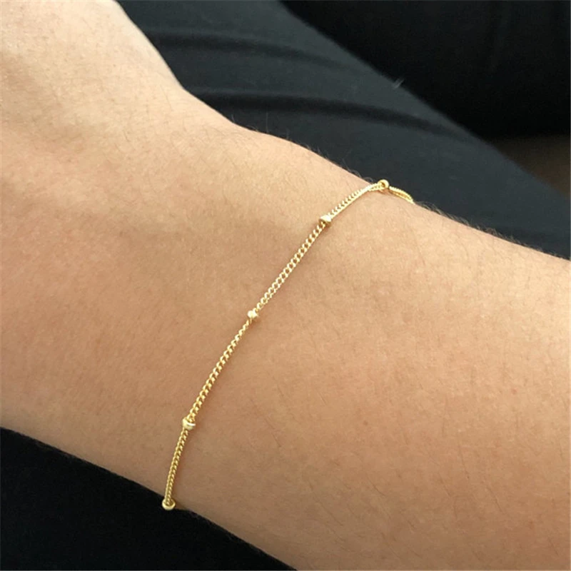 Delicate Dew Drops Bracelet - Dainty, Thin Gold Chain for Layering by GLDN/Layered and Long - LB801