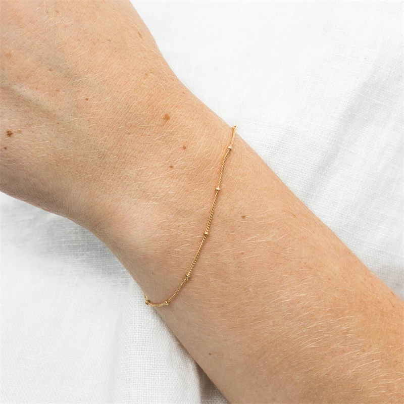 Delicate Dew Drops Bracelet - Dainty, Thin Gold Chain for Layering by GLDN/Layered and Long - LB801