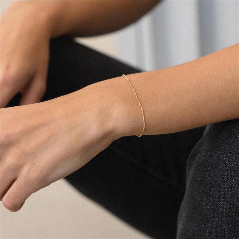 Delicate Dew Drops Bracelet - Dainty, Thin Gold Chain for Layering by GLDN/Layered and Long - LB801