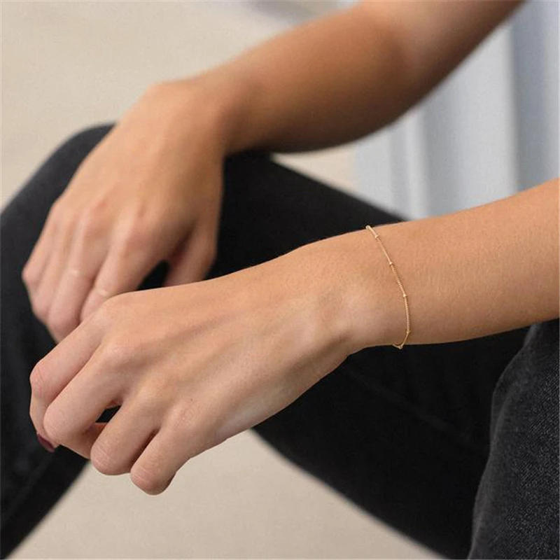 Delicate Dew Drops Bracelet - Dainty, Thin Gold Chain for Layering by GLDN/Layered and Long - LB801