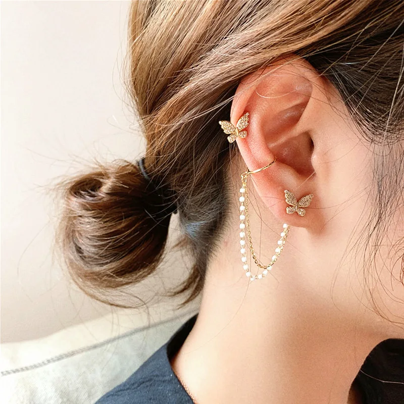 Diamond Flower Ear Cuff