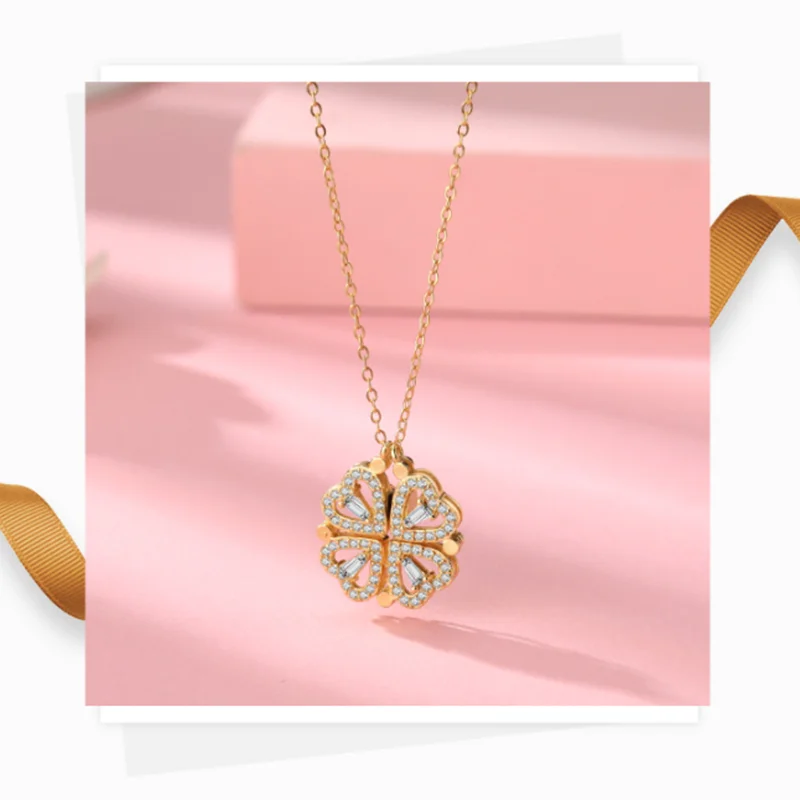 Clover Love Necklace Four Hearts