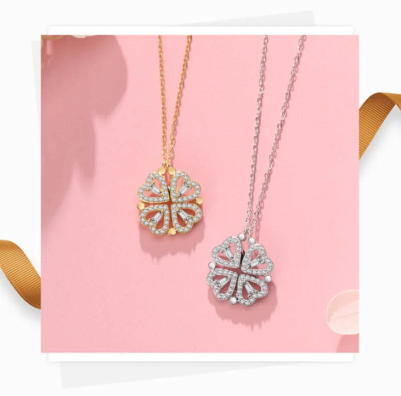 Clover Love Necklace Four Hearts