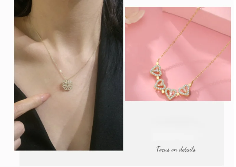 Clover Love Necklace Four Hearts