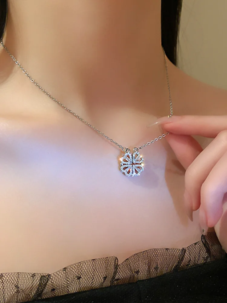 Clover Love Necklace Four Hearts