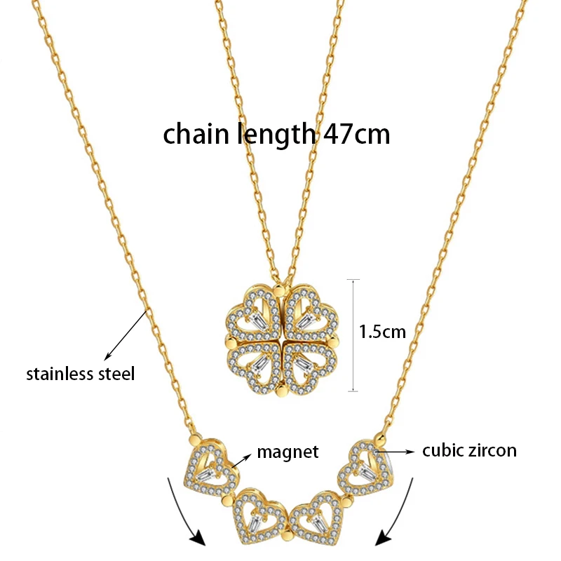 Clover Love Necklace Four Hearts