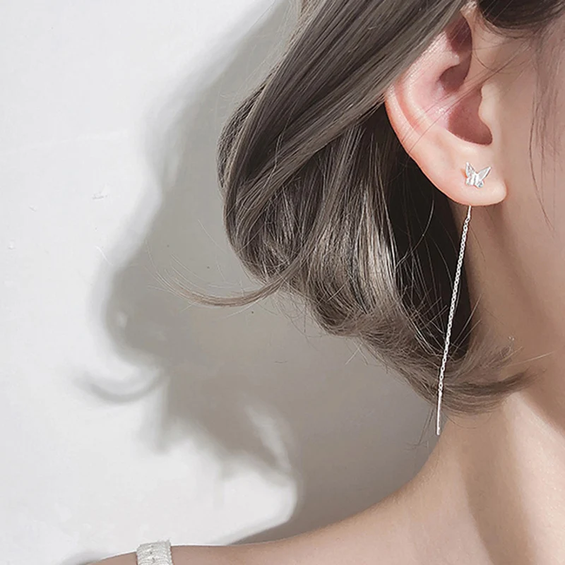 Minimalist Butterfly Threader Earring