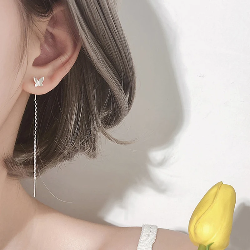 Minimalist Butterfly Threader Earring