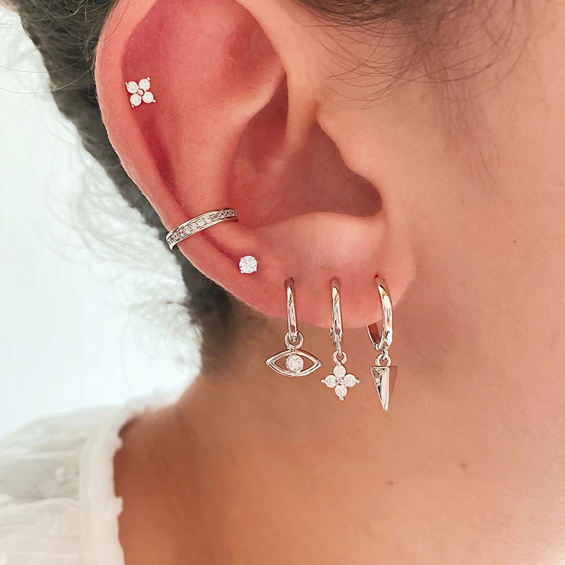 Dangling CZ Flower Earring