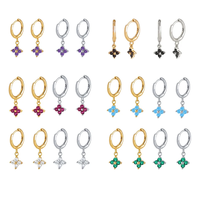 Dangling CZ Flower Earring