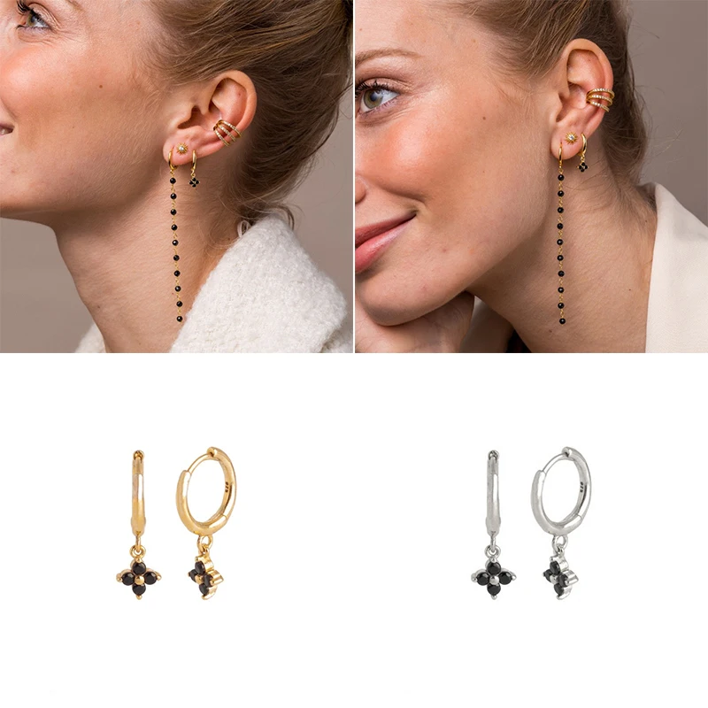 Dangling CZ Flower Earring