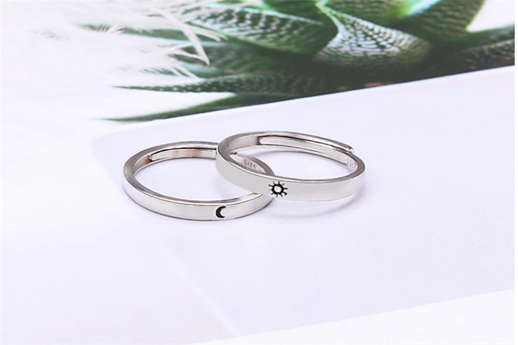 Couple Moon Sun Adjustable Ring Set