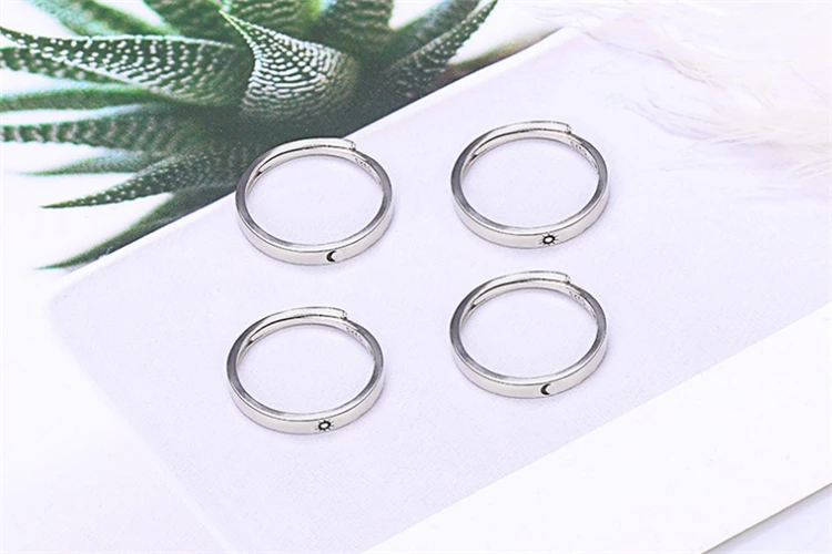 Couple Moon Sun Adjustable Ring Set