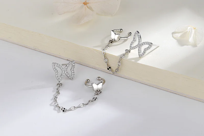 Twins Butterfly Chain Earrings
