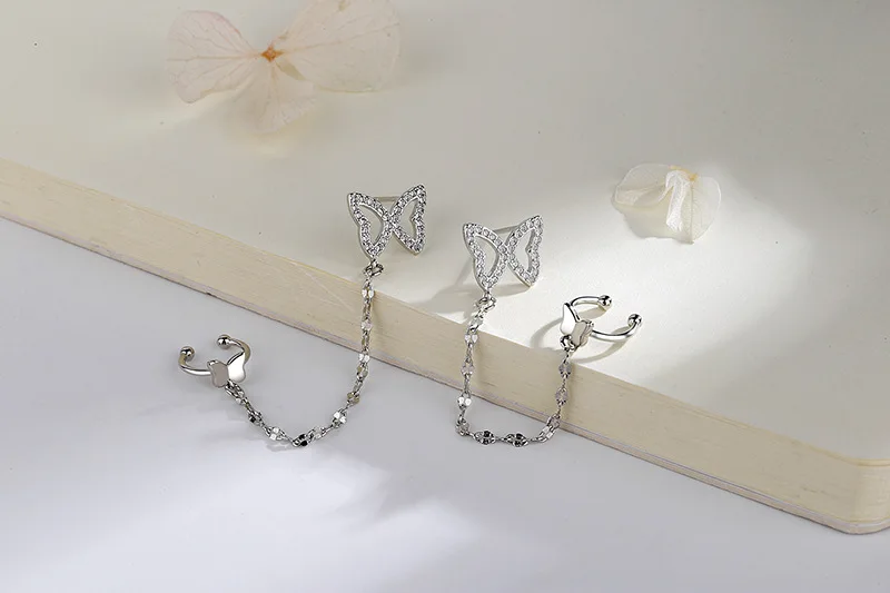 Twins Butterfly Chain Earrings