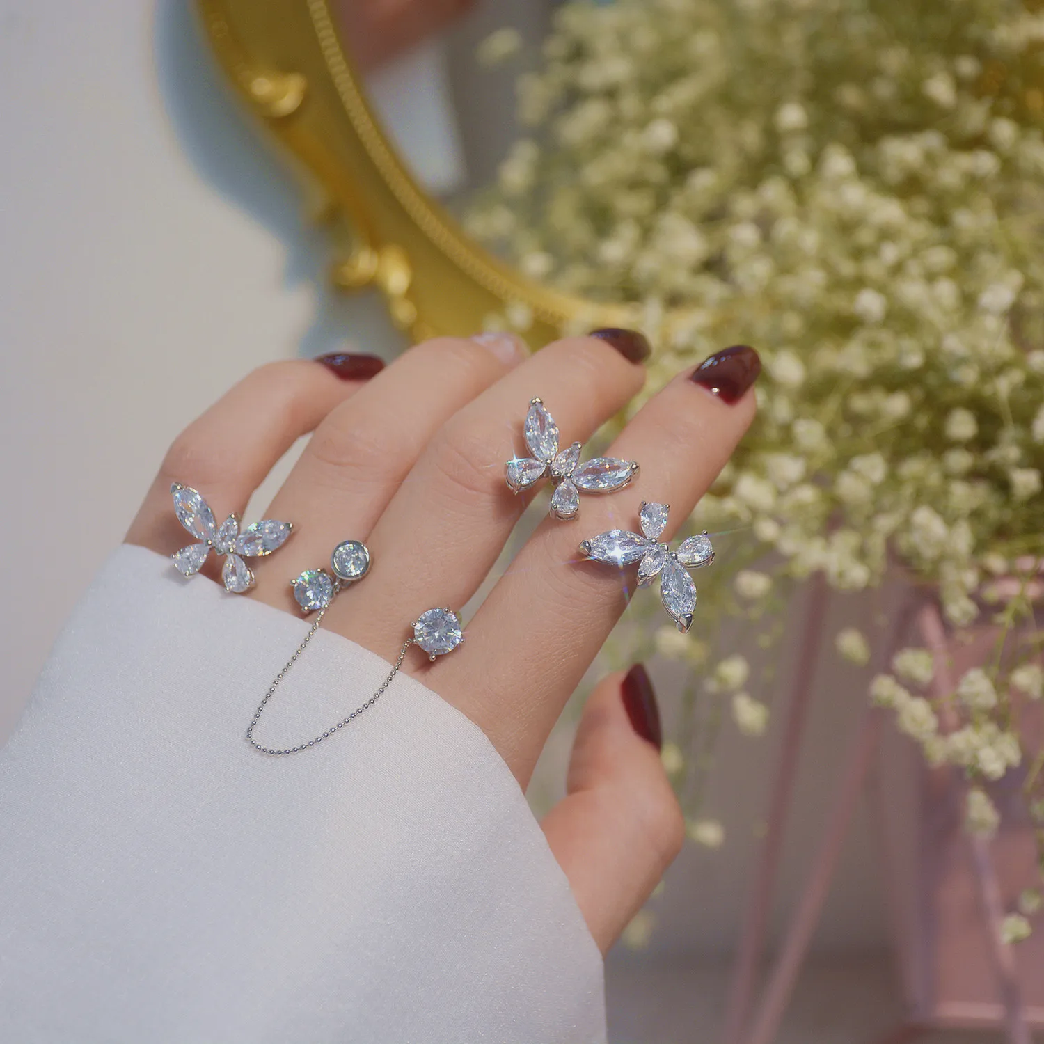 Diamond Butterfly Rings